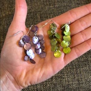 Green and Purple Earrings